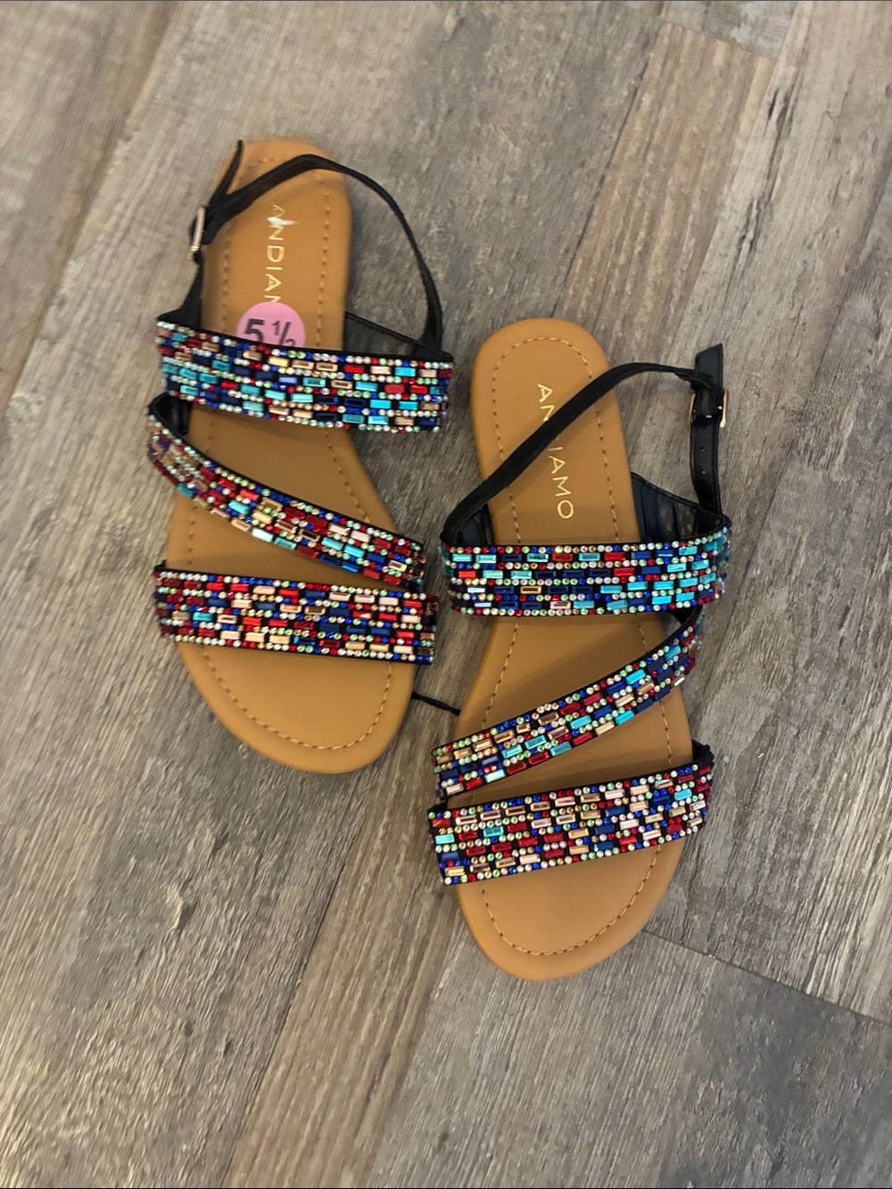 Andiamo Multicolor Beaded Open Toe Strappy Sandals - Women Sz 5.5